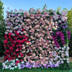 FW009 Ombre pink roses flower wall backdrop 8x8ft cloth fabric backup