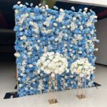 FW010 Blue and white roses flower wall backdrop 8x8ft cloth fabric backup - Image 6