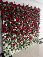 FW012 Red white ombre roses flower wall backdrop 8x8ft cloth fabric backup - Image 5