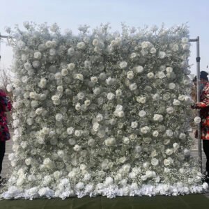 FW013 White rose and gyp flower wall backdrop 8x8ft cloth fabric backup