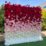 FW014 Red pink white roses ombre flower wall backdrop 8x8ft cloth fabric backup - Image 2