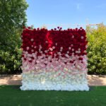 FW014 Red pink white roses ombre flower wall backdrop 8x8ft cloth fabric backup - Image 4