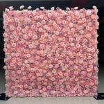 FW015 Pink rose hydrangea flower wall backdrop 8x8ft cloth fabric backup