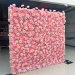 FW015 Pink rose hydrangea flower wall backdrop 8x8ft cloth fabric backup - Image 4