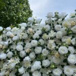 FW018 White roses with leaves flower wall backdrop 8x8ft cloth fabric backup - Image 2
