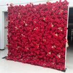 FW020 Red roses with gray leaves flower wall backdrop 8x8ft cloth fabric backup - Image 5