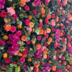 FW021 hot pink and orange rose orchid with leaves flower wall backdrop 8x8ft cloth fabric backup - Image 2
