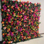 FW021 hot pink and orange rose orchid with leaves flower wall backdrop 8x8ft cloth fabric backup - Image 6