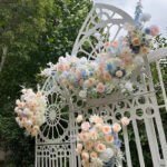 FB1001 Champagne roses hydrangeas flower backdrops set for wedding decoration - Image 2