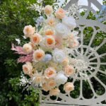 FB1001 Champagne roses hydrangeas flower backdrops set for wedding decoration - Image 7