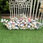 FB1001 Champagne roses hydrangeas flower backdrops set for wedding decoration - Image 8