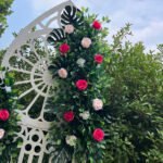 FB1002 Red and white roses flower backdrops set for wedding decoration - Image 2