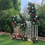 FB1002 Red and white roses flower backdrops set for wedding decoration - Image 5