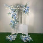 FB1010 White and blue roses delphinium flower backdrops set for wedding decoration