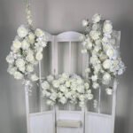FB1032 White roses flower backdrops set for wedding decoration - Image 3