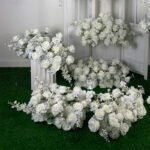 FB1032 White roses flower backdrops set for wedding decoration - Image 4