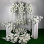 FB1032 White roses flower backdrops set for wedding decoration - Image 6