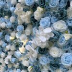 FW022 Blue and white roses flower wall backdrop 8x8ft cloth fabric backup - Image 2