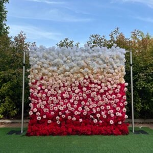 FW023 White and red roses ombre flower wall backdrop 8x8ft cloth fabric backup