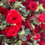 FW025 Red roses with leaves flower wall backdrop 8x8ft cloth fabric backup - Image 3
