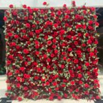 FW025 Red roses with leaves flower wall backdrop 8x8ft cloth fabric backup