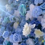 FW029 Sky blue roses flower wall backdrop 8x8ft cloth fabric backup - Image 4