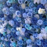 FW029 Sky blue roses flower wall backdrop 8x8ft cloth fabric backup - Image 2