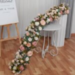 TR0002 Roses peonies table runner for wedding decoration - Image 6