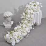 TR0003 Rose delphinium table runner for wedding decoration