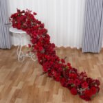 TR0013 Roses hydrangea table runner for wedding decoration