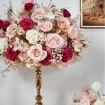 TR0014 Pink roses table runner for wedding decoration - Image 5