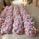 TR0022 Pink purple roses table runner for wedding decoration - Image 2