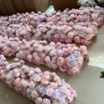 TR0022 Pink purple roses table runner for wedding decoration - Image 3