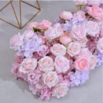 TR0022 Pink purple roses table runner for wedding decoration - Image 4