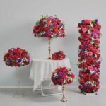 TR0031 Red roses table runner for wedding decoration
