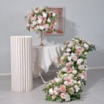 TR0033 Soft colors roses table runner for wedding decoration - Image 5