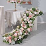 TR0033 Soft colors roses table runner for wedding decoration - Image 6