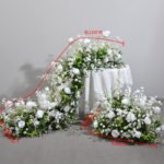 TR0035 White roses with leaves table runner for wedding decoration - Image 8