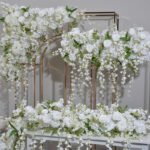 TR0036 White roses wisteria table runner for wedding decoration - Image 3