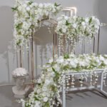 TR0036 White roses wisteria table runner for wedding decoration - Image 5