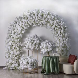 FA1002 White roses gyp flower arch 6ft 7ft 8ft