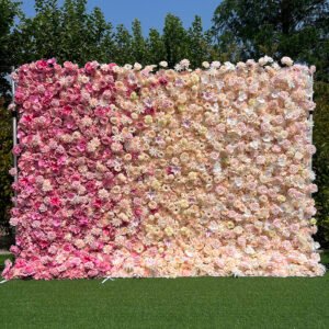 FW031 Ombre pink roses flower wall backdrop 8x10ft cloth fabric backup