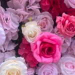 FW034 Pink mix hot pink roses flower wall backdrop 8x8ft cloth fabric backup - Image 4