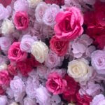 FW034 Pink mix hot pink roses flower wall backdrop 8x8ft cloth fabric backup - Image 2