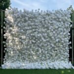 FW035 White roses flower wall backdrop 8x8ft cloth fabric backup