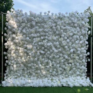FW035 White roses flower wall backdrop 8x8ft cloth fabric backup