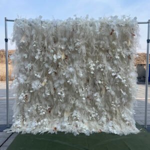FW036 White plants pampas flower wall backdrop 8x8ft cloth fabric backup