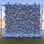 FW038 Sky blue and white roses flower wall backdrop 8x8ft cloth fabric backup
