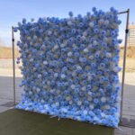 FW038 Sky blue and white roses flower wall backdrop 8x8ft cloth fabric backup - Image 6