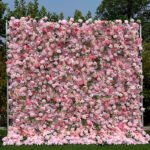 FW040 Pink flowers flower wall backdrop 8x8ft cloth fabric backup